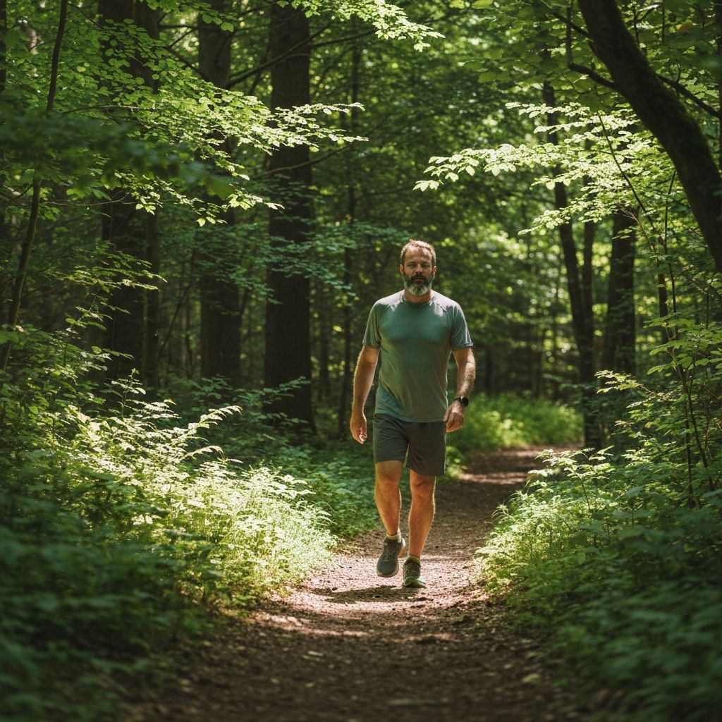 Person walking outdoors in nature